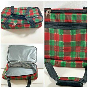 4 Quart Insulated Casserole Tote Carrier Bag Green & Red Christmas Plaid Holiday